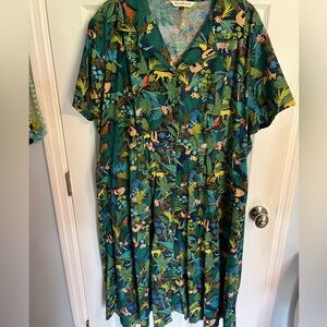 Tropical Print Retro Rockabilly pinup Green animal tiki Dress
